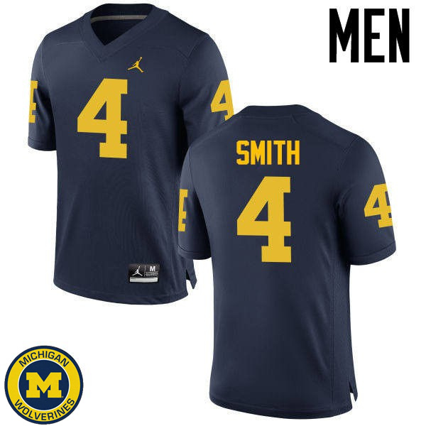 Men Michigan Wolverines #4 De'Veon Smith Navy Player Jersey